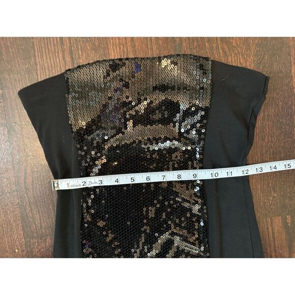 Y2K Vintage Strapless Black Sequin Tube Dress Size Medium - Picture 7 of 8